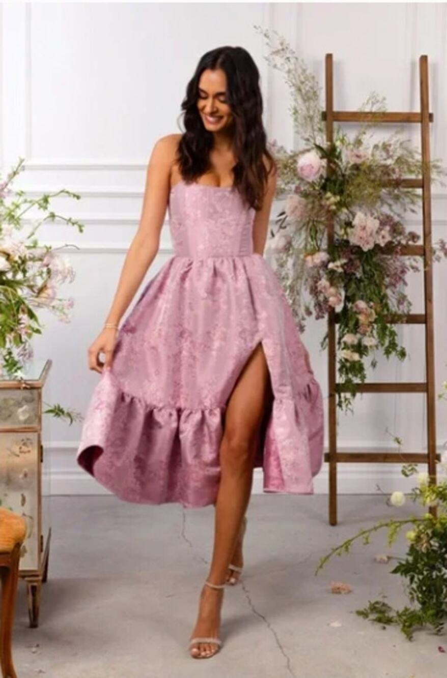 V. Chapman The Virginia Midi Dress in Orchid Haze Windsor Pink Size 12 NEW